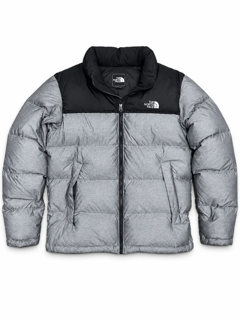 The North Face 1996 Retro Nuptse 700 Fill Mens L Grey Black Down Puffer Jacket